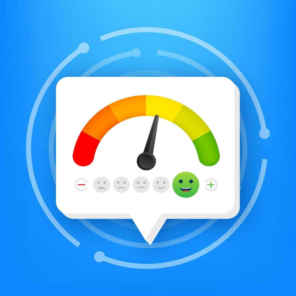 Emotion score isolated on blue background. Business circle. Emotion score vector