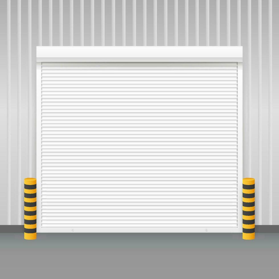 Vector Door with Rolling Shutters on white background. Vector stock illustration.