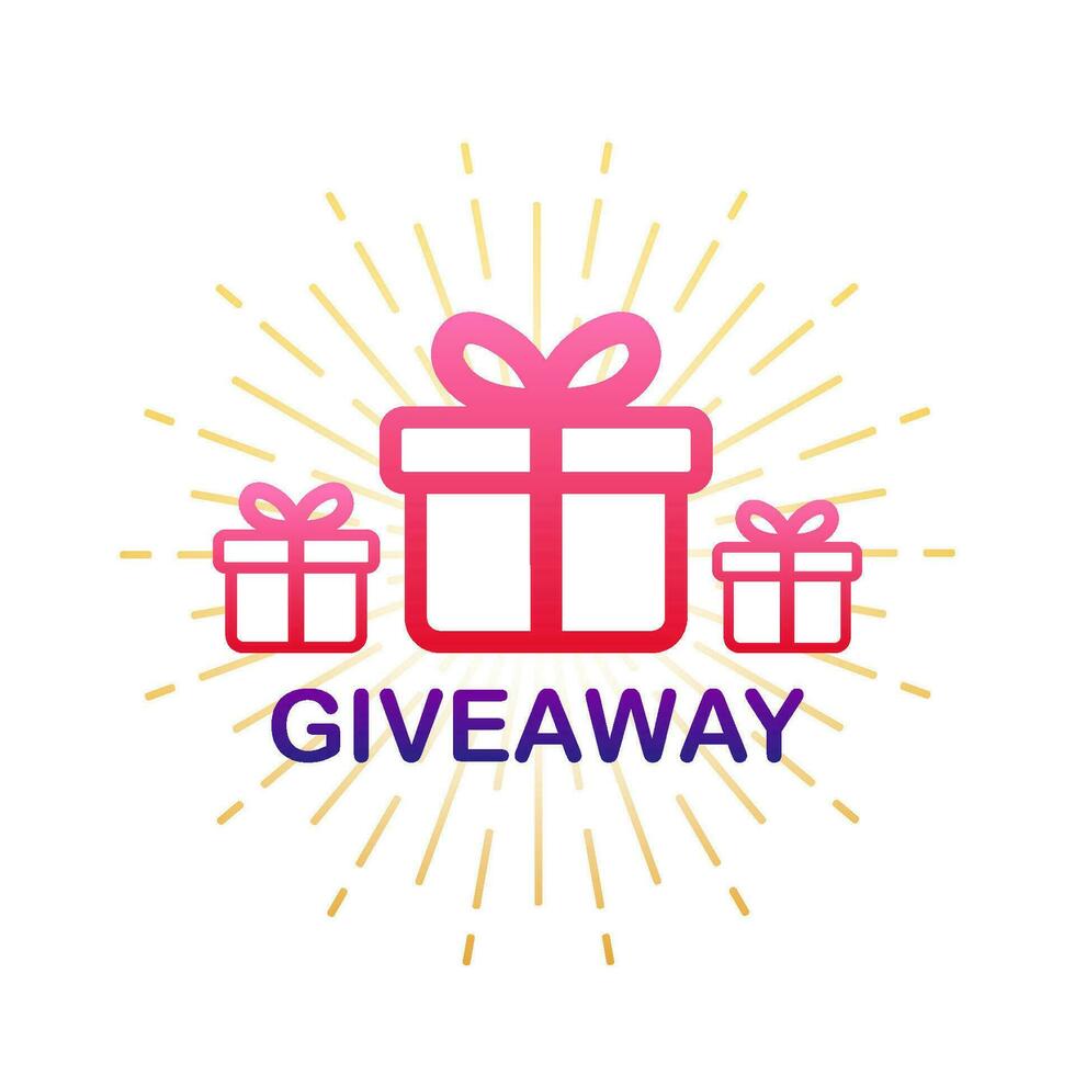 Gift box icon design template. Giveaway. Typography design. Post box. Winner banner. Vector stock illustration