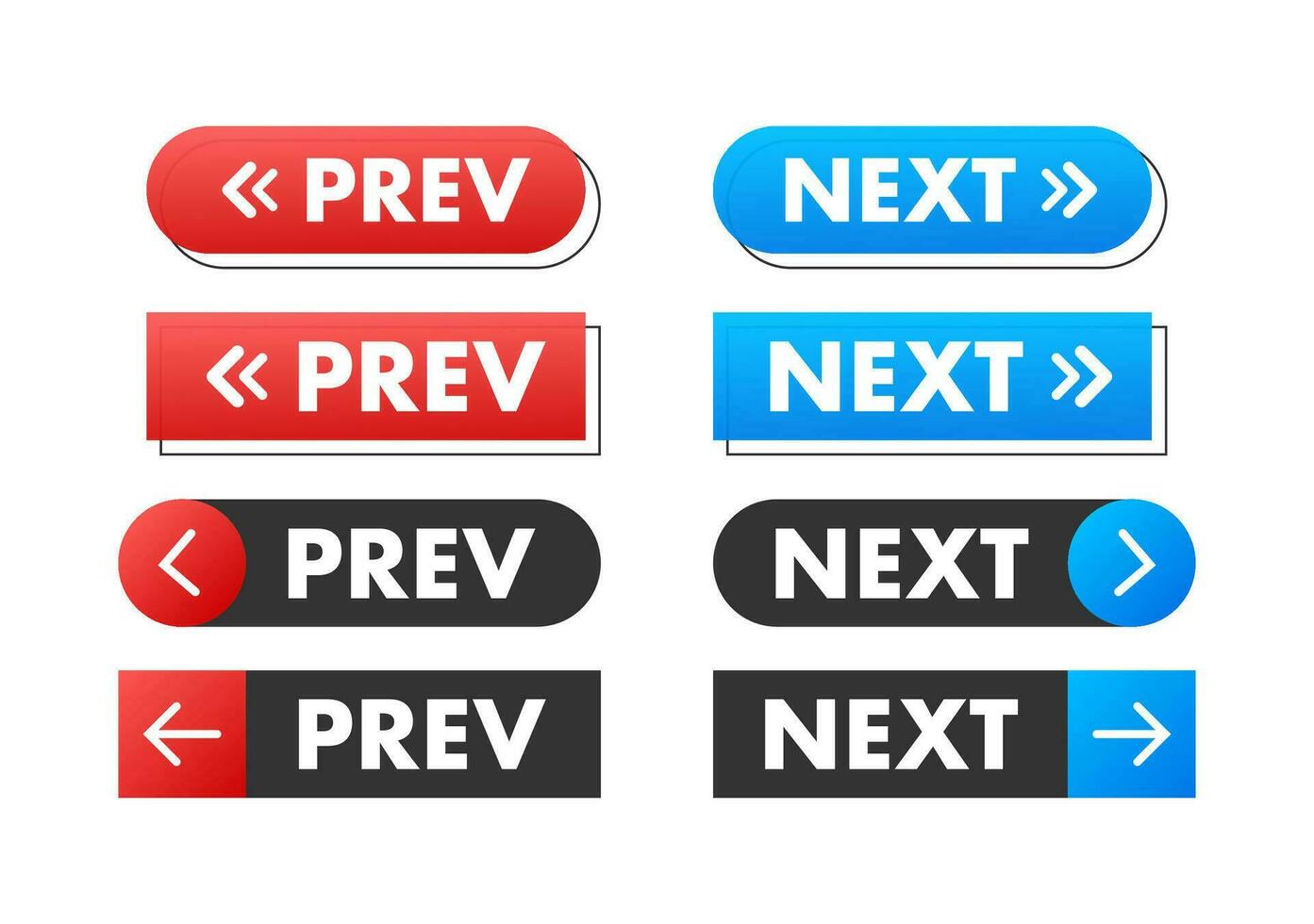 Prev, next label. Next and previous button. Web buttons. Vector stock illustration