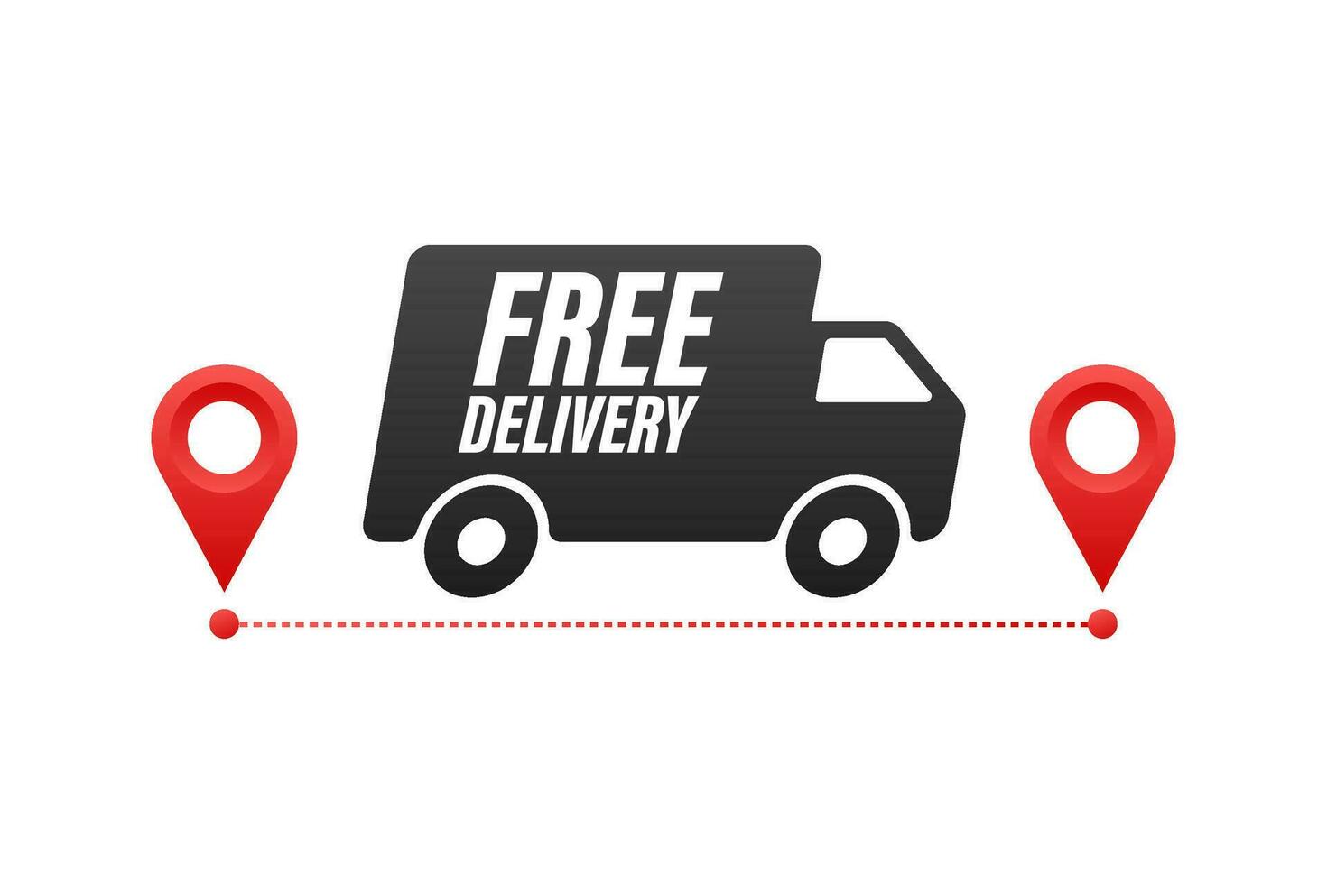 Free delivery. Badge with truck. Vector stock illustrtaion