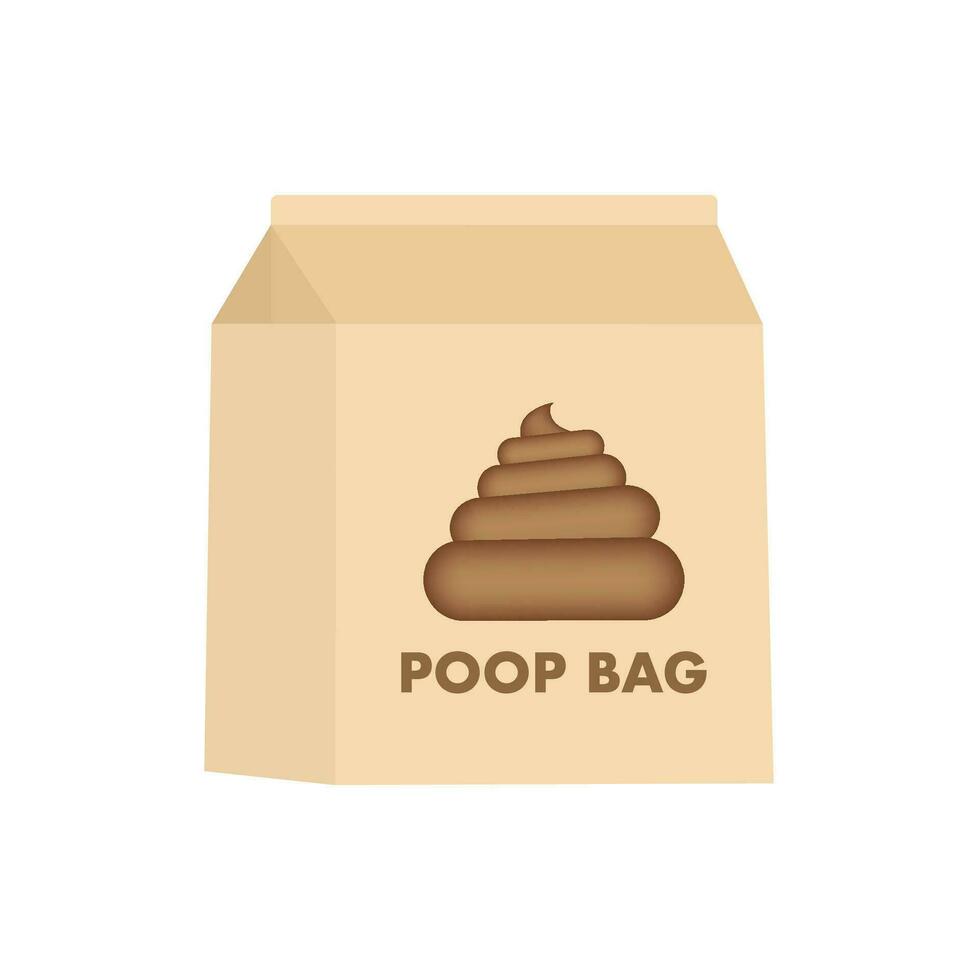 Hygienic dog bag with poop. Cleaning the park after walking pets. Vector stock illustration