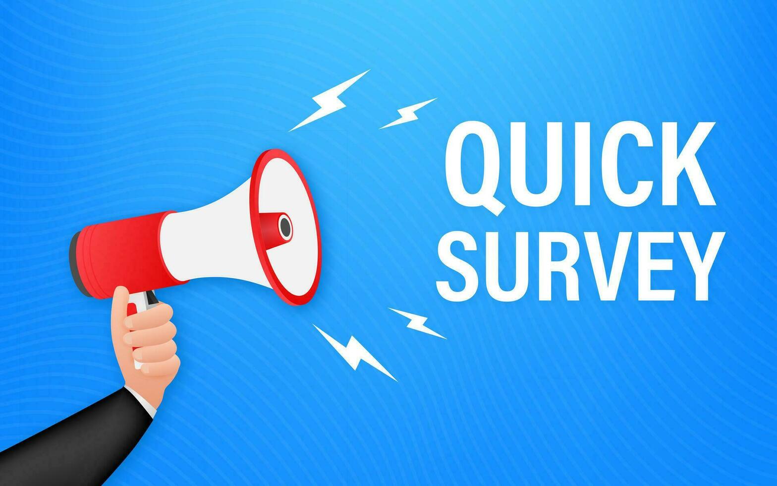 Hand Holding Megaphone with quick survey. Megaphone banner. Web design. Vector stock illustration.