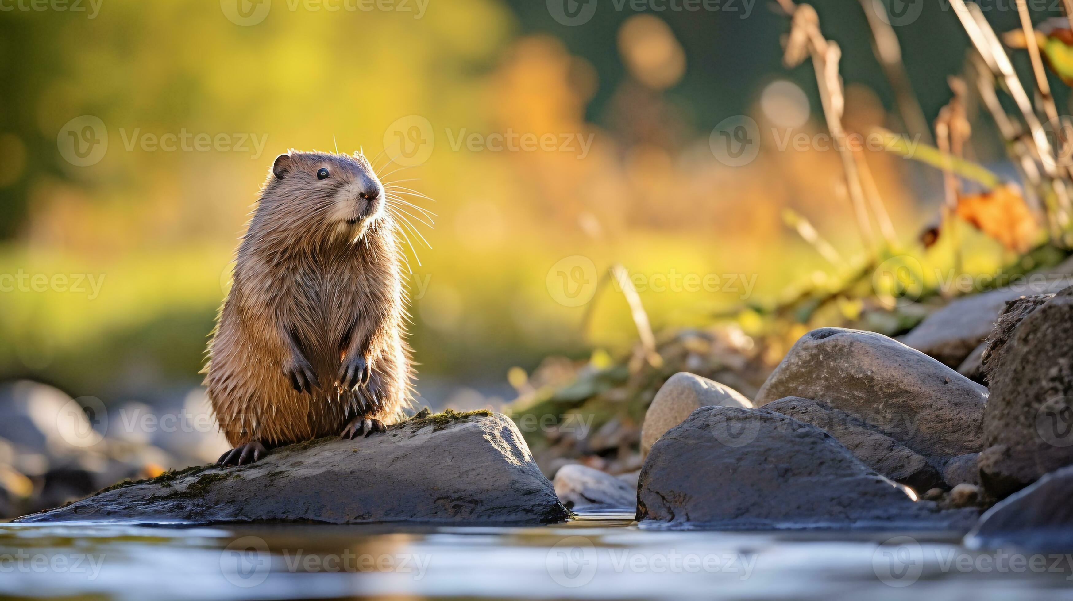 Closeup photo of a Pocket Gopher looking in their habitat. Generative