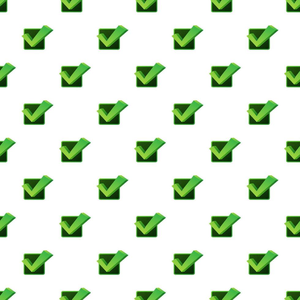 Checkmark. Green approved pattern on white background. Vector stock illustration
