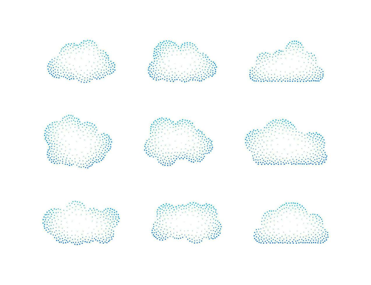 conjunto de azul cielo, nubes nube icono, nube forma. conjunto de diferente nubes colección de nube icono. vector ilustración