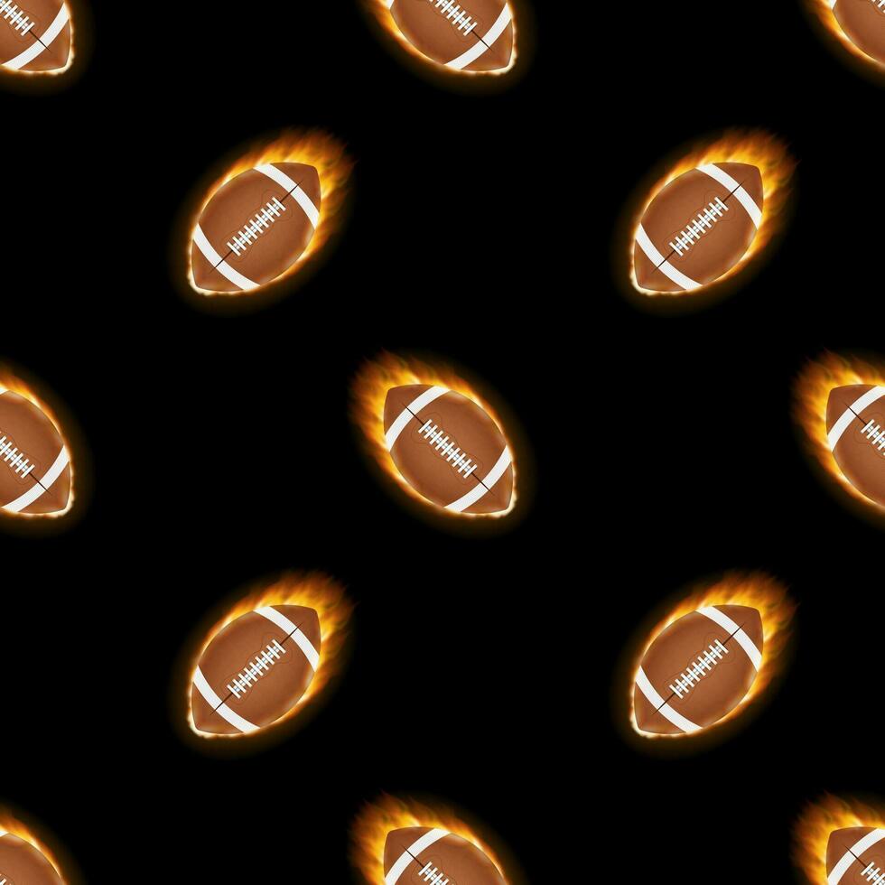 American football ball pattern on a black background. Vector stock illustration