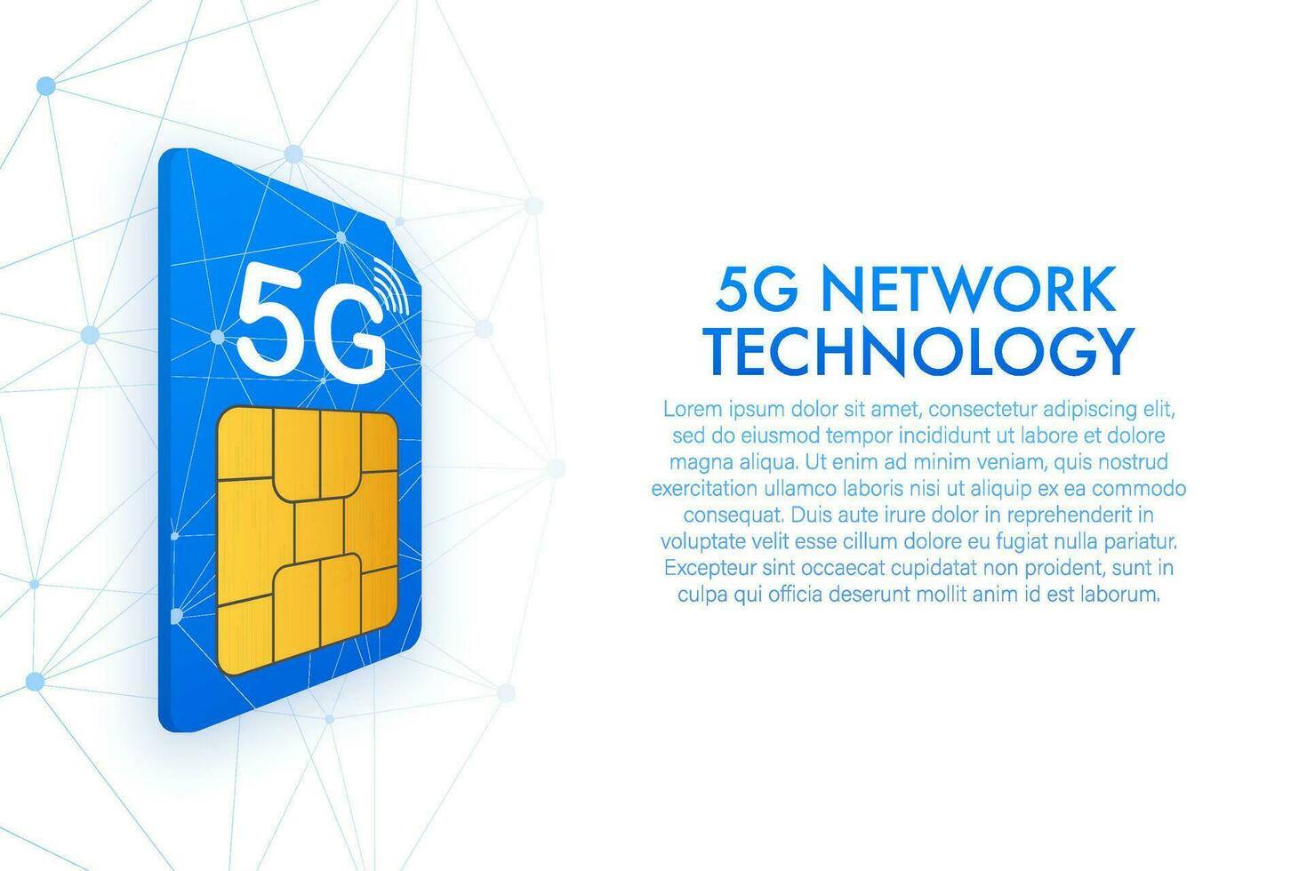5G Sim Card. Isometric view. Mobile telecommunications technology symbol. Vector illustration
