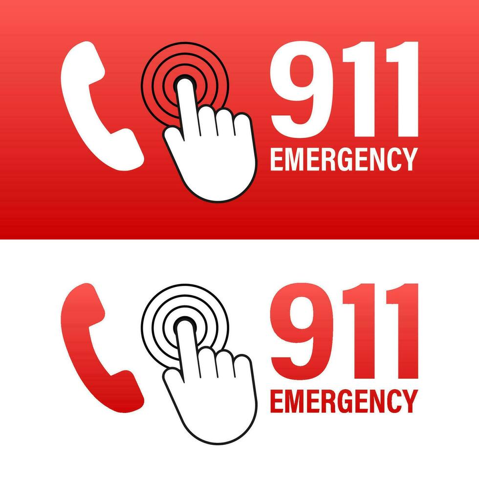 910 call in flat style. Call icon vector. Hand holding smartphone. First aid. Finger touch screen. Vector stock illustration