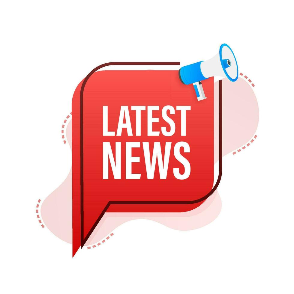 Megaphone with Latest news. Megaphone banner. Web design. Vector stock illustration
