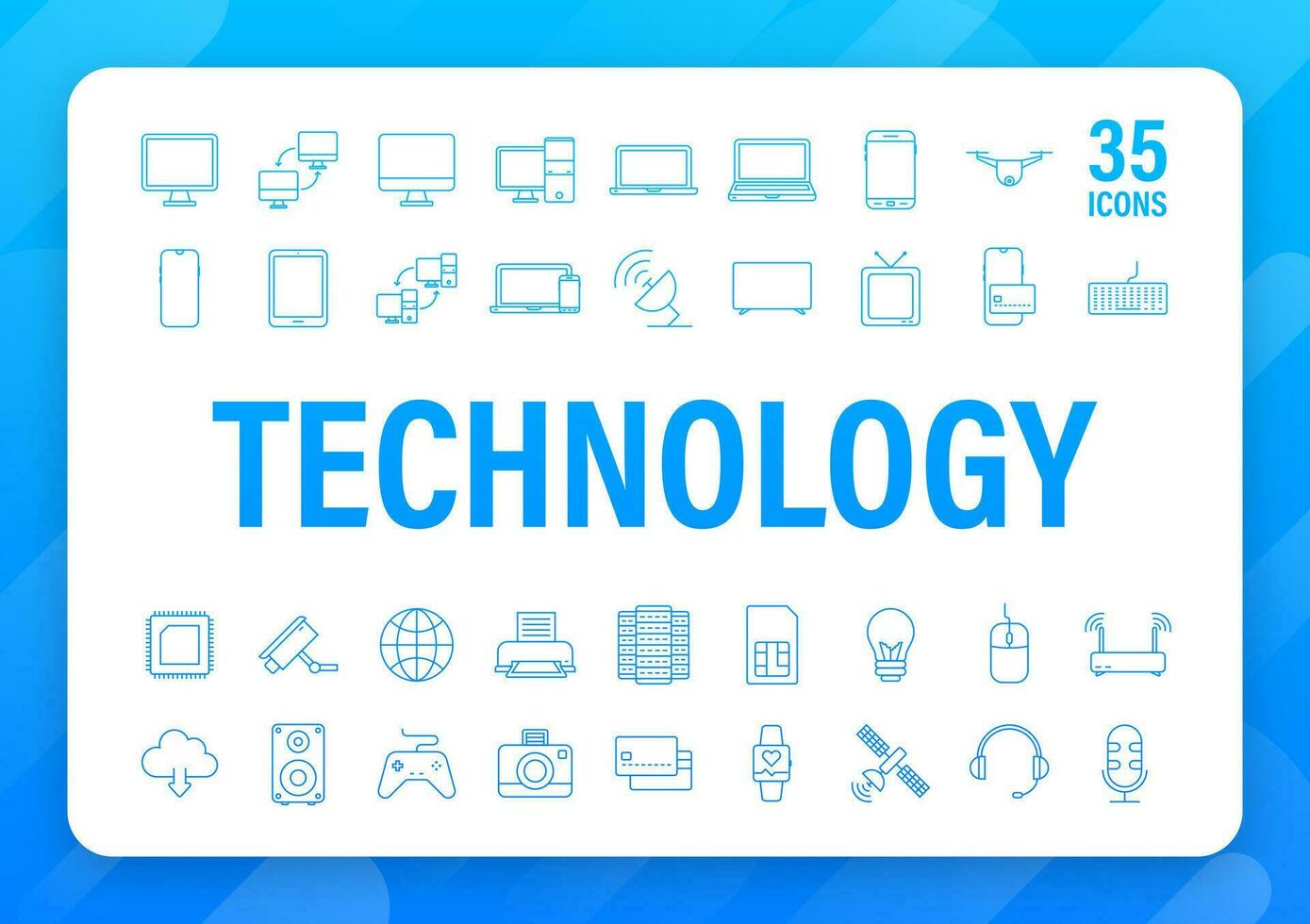 Technology icon on white background. Information technology. Digital communication. Device icon. Global network connection. Vector stock illustration