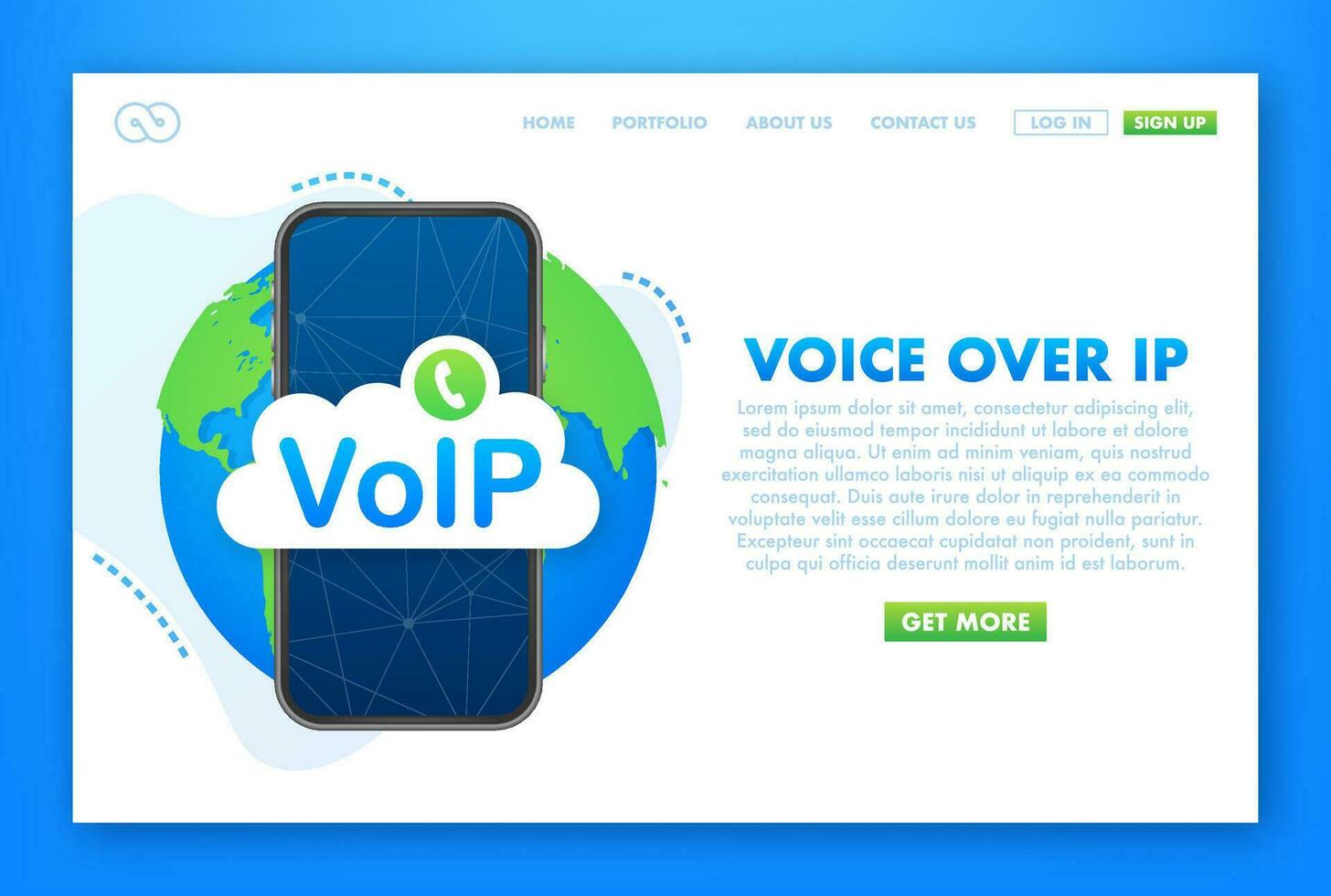 VoIP technology, voice over IP. Internet calling banner. Vector illustration.