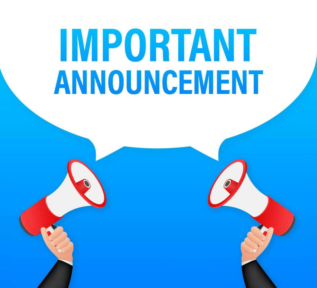 Hand Holding Megaphone with important announcement. Megaphone banner. Web design. Vector stock illustration
