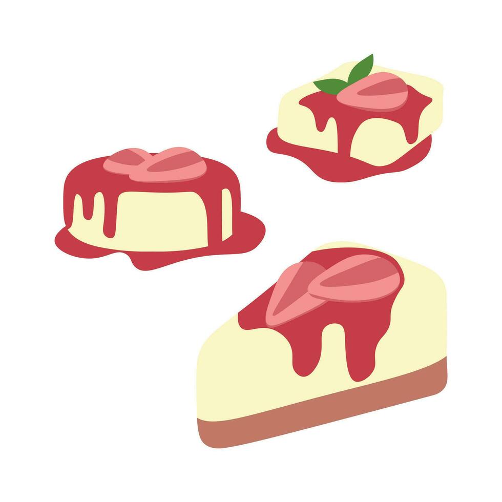 Strawberry Cheesecake Slice with Jam on Top vector