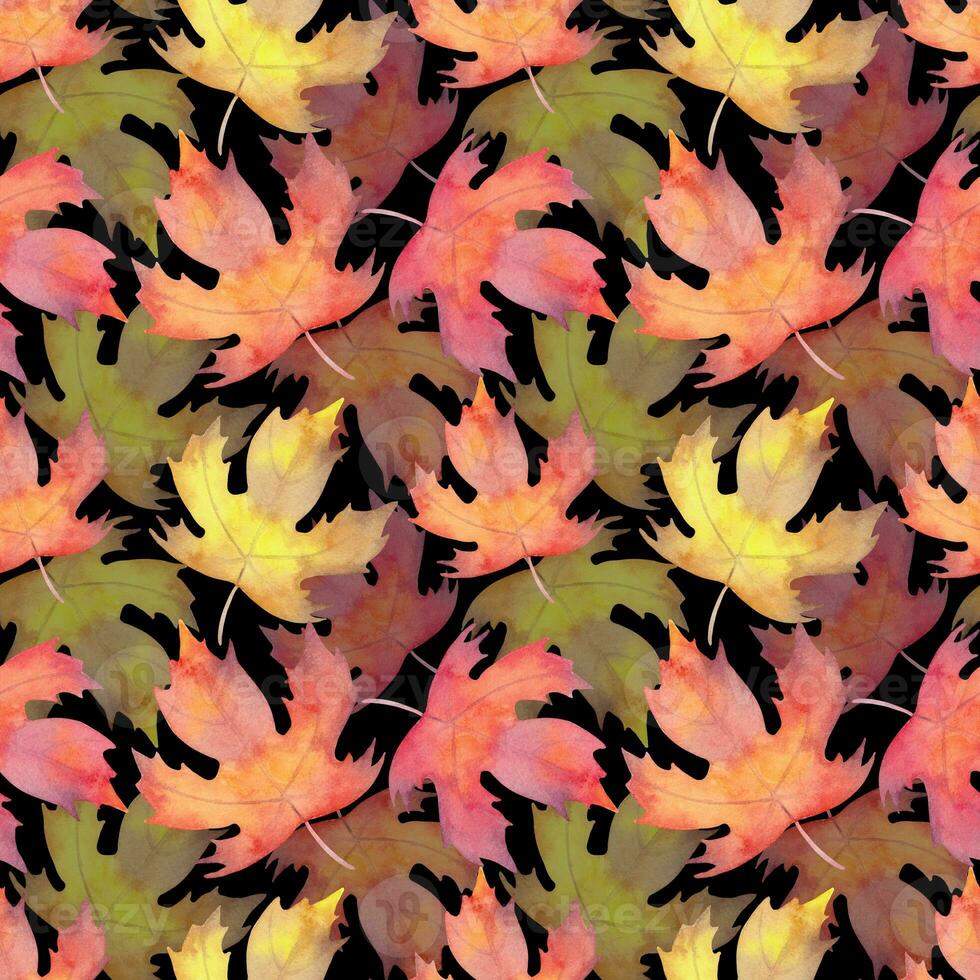Seamless maple leaf pattern.Image for wallpaper,packaging,paper.Seasonal holidays design.Thanksgiving,Halloween.Watercolor hand art. photo