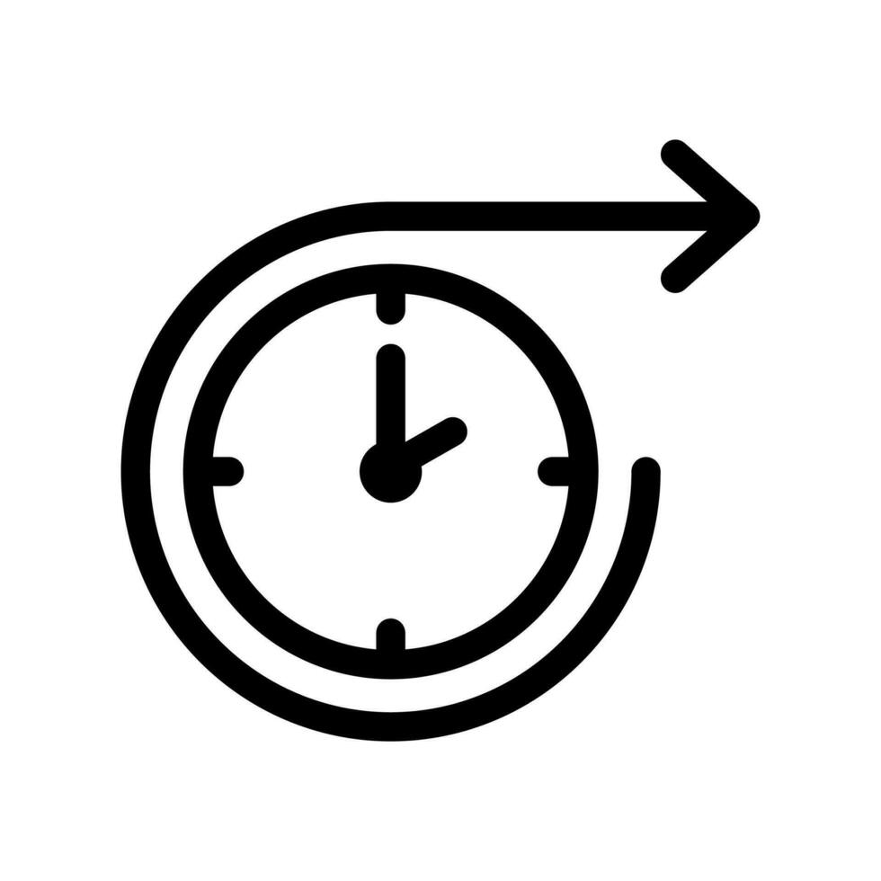 agujas del reloj flecha línea icono diseño. vector símbolos en de moda y moderno línea estilo en blanco antecedentes adecuado para el necesidades de sitios web, programadores, desarrolladores y diseñadores icono vector