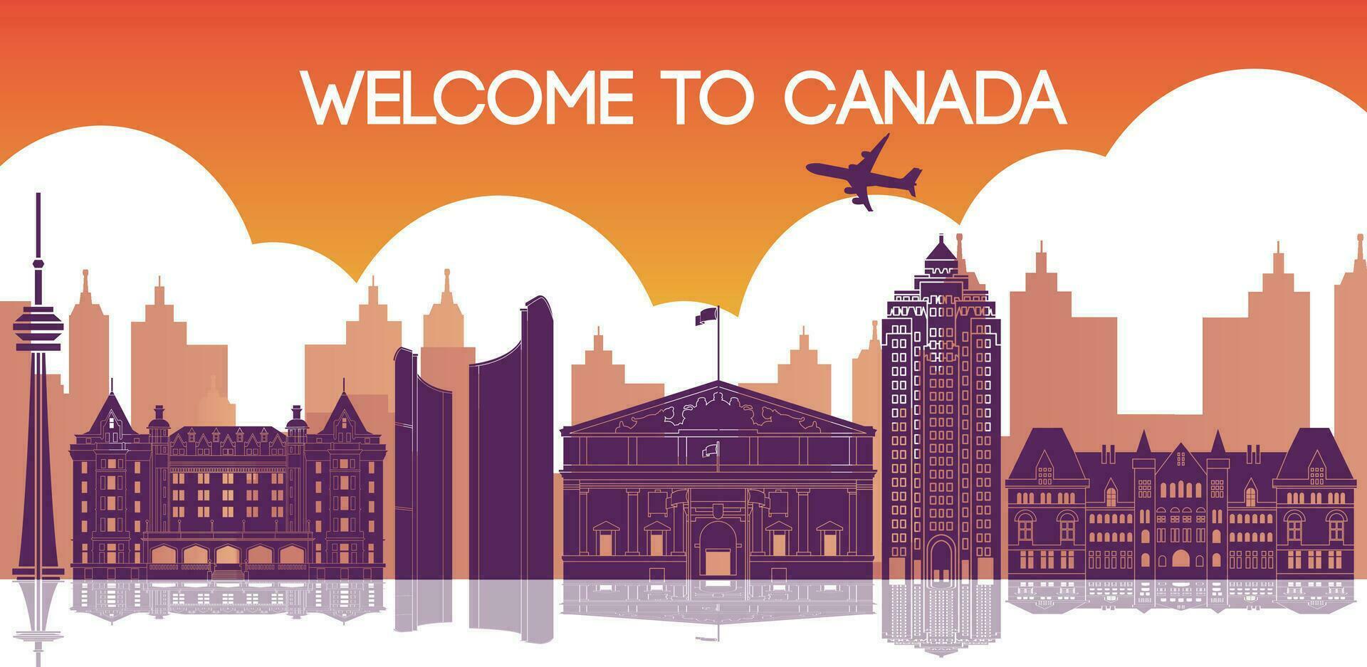 Canada famous landmarks vector