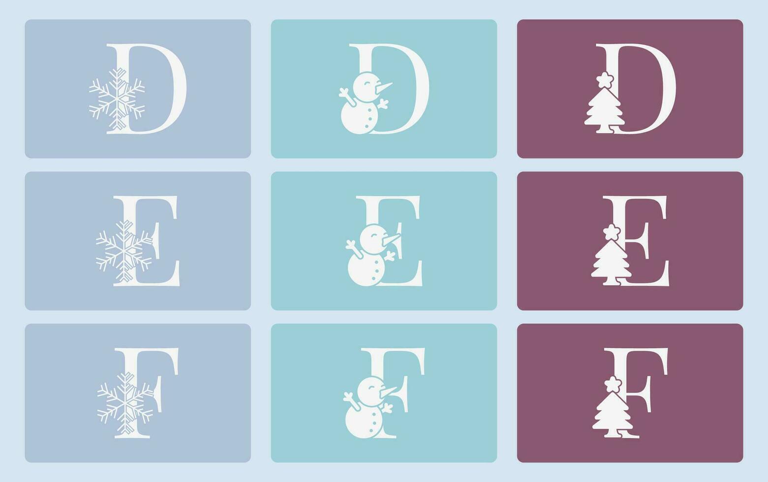 letter D E F minimalist cute winter typography vector
