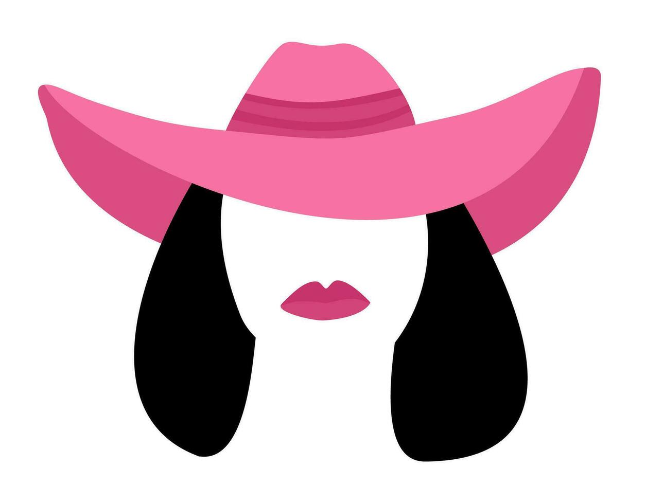 Retro cowgirl in pink hat. Pinkcore. Vector portrait.