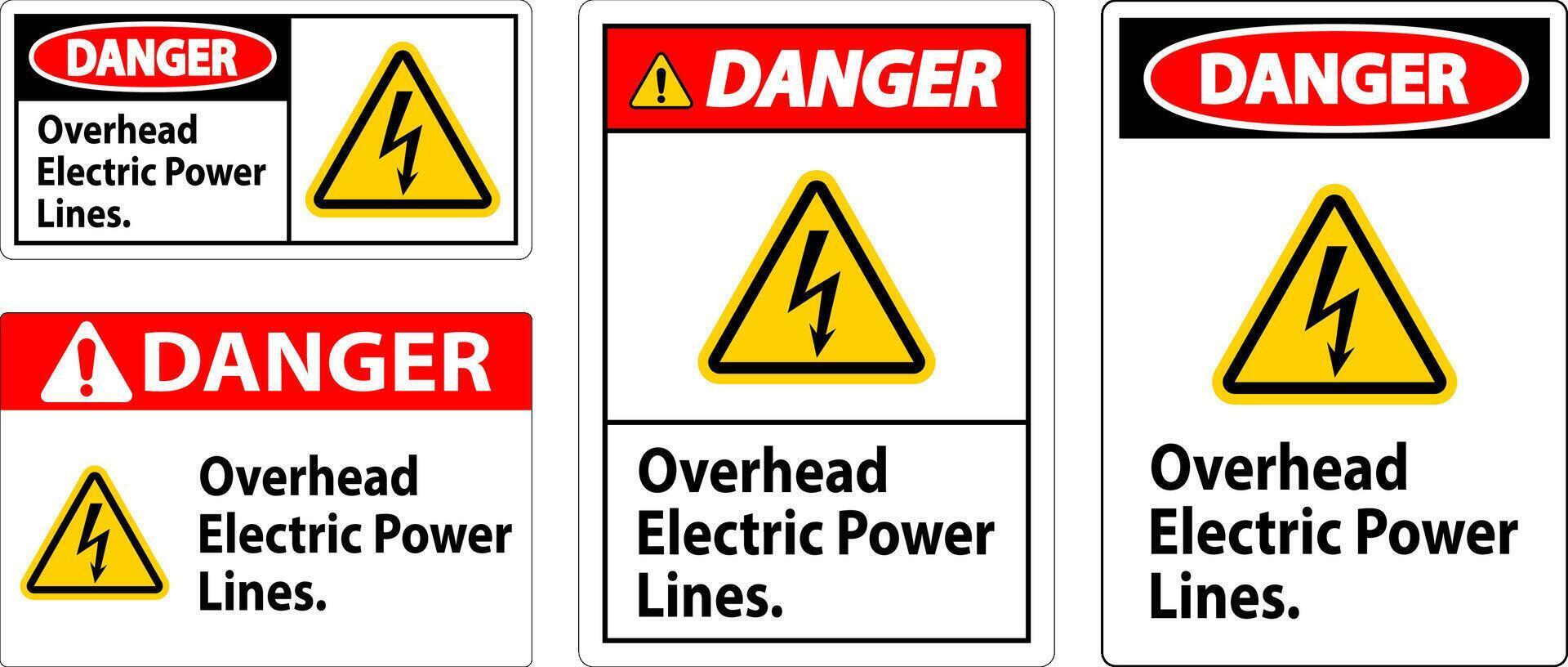 Danger Sign Overhead Electric Power Lines vector