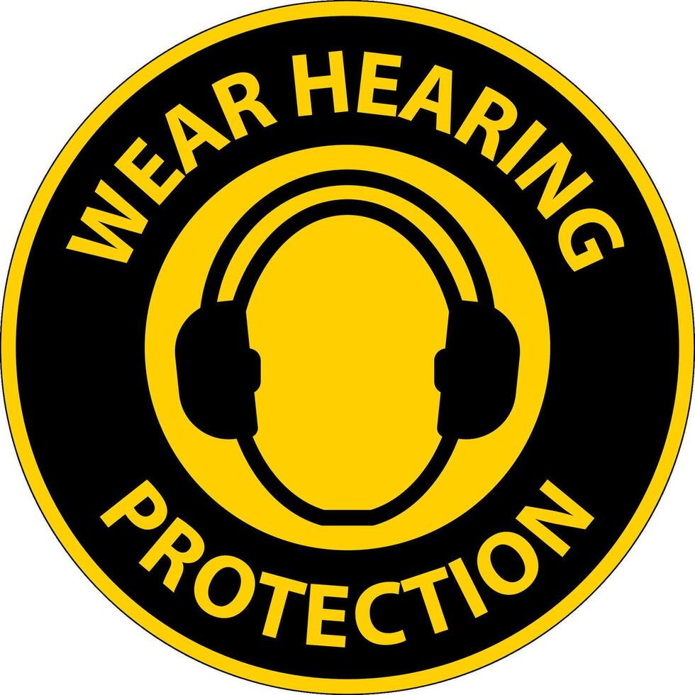 Caution Wear hearing protection on transparent background vector