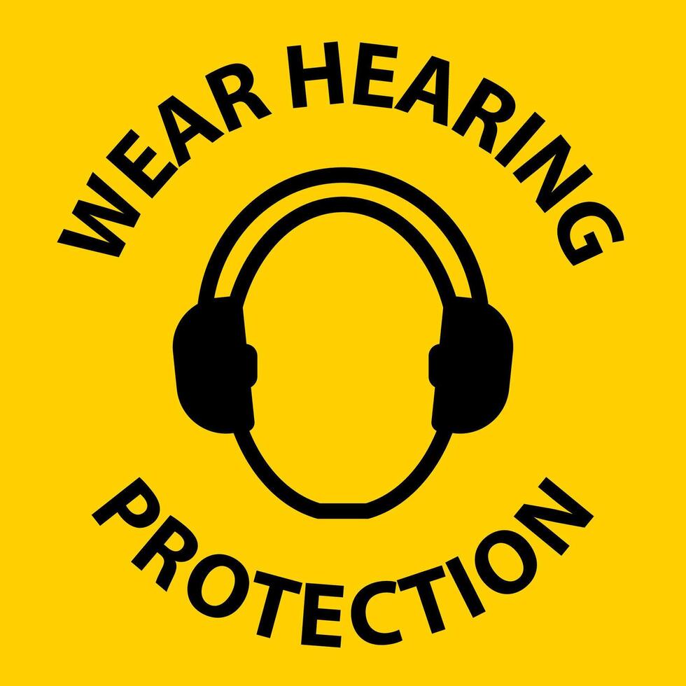 Caution Wear hearing protection on transparent background vector