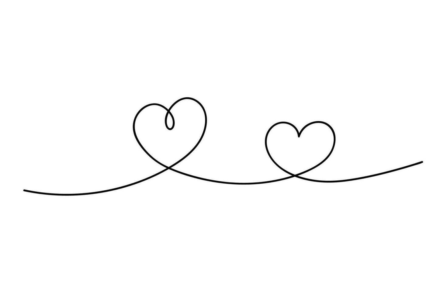 Continuous line drawing. Heart with black line. Editable stroke vector