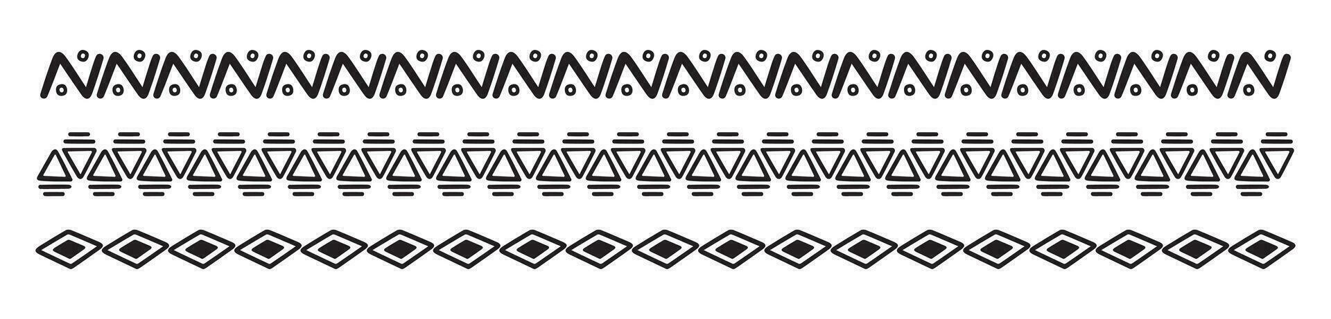 étnico tradicional símbolos con negro y blanco. mano dibujado garabatear estilo. geométrico formas vector