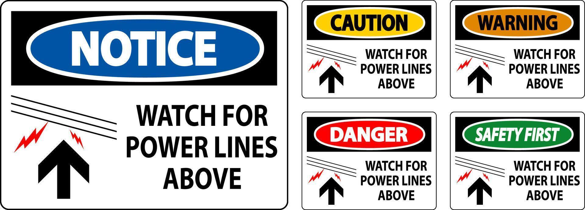 Danger Sign Watch For Power Lines Above vector