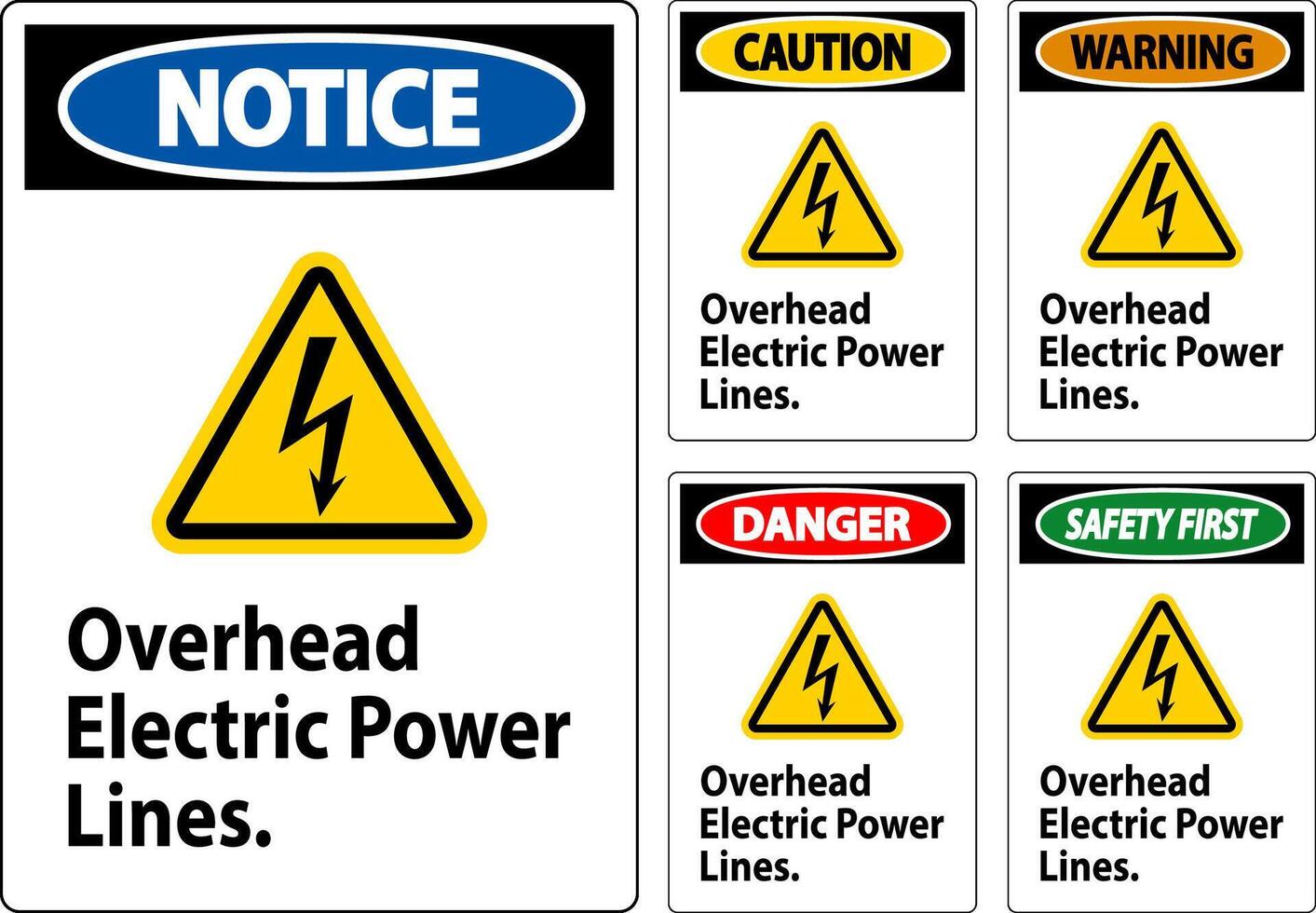 Danger Sign Overhead Electric Power Lines vector