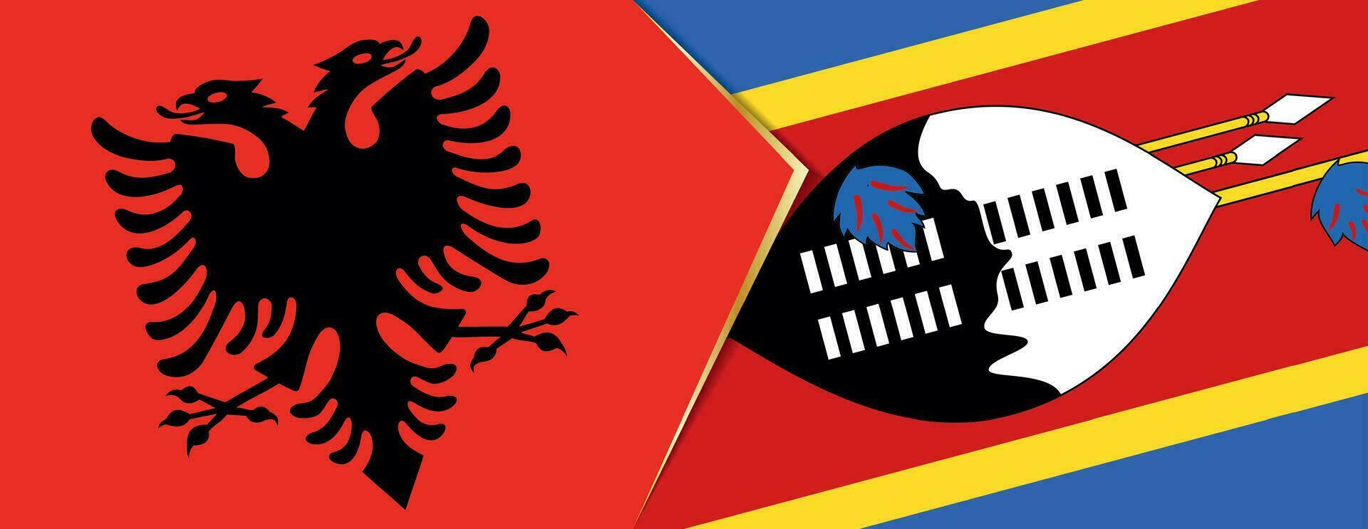 Albania and Swaziland flags, two vector flags.