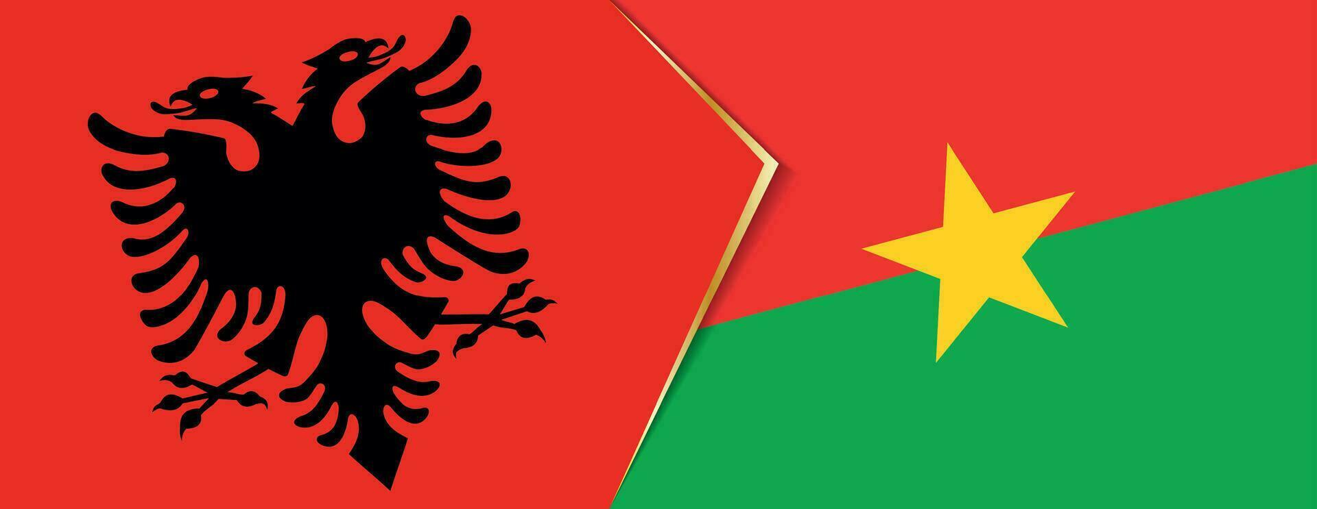 Albania and Burkina Faso flags, two vector flags.