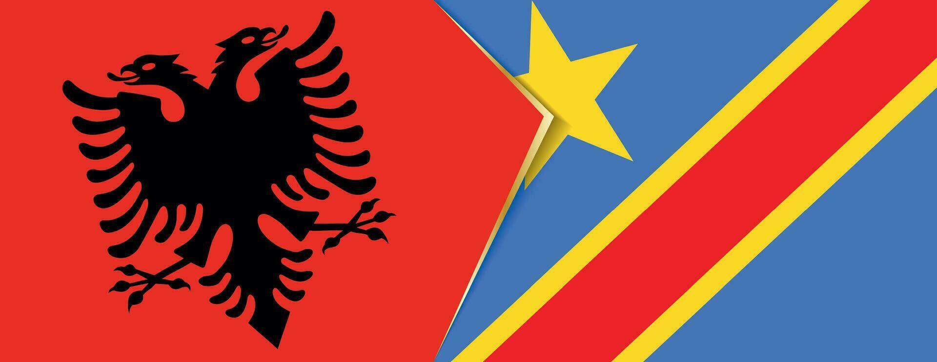 Albania and DR Congo flags, two vector flags.