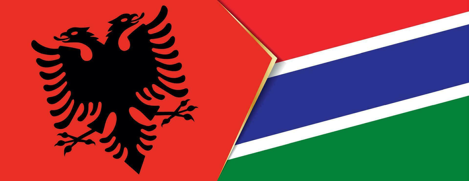 Albania and Gambia flags, two vector flags.