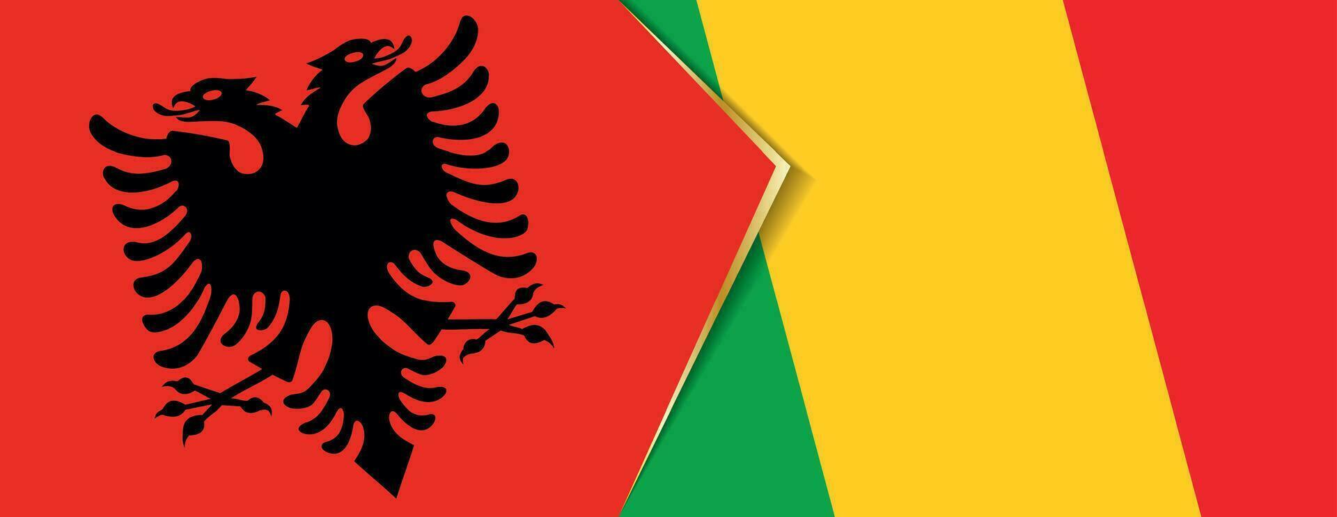 Albania and Mali flags, two vector flags.