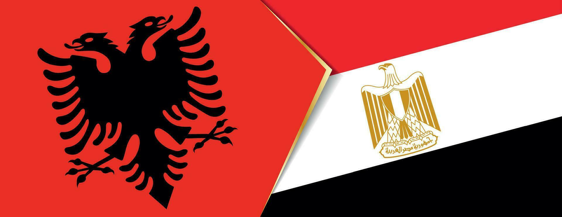Albania and Egypt flags, two vector flags.
