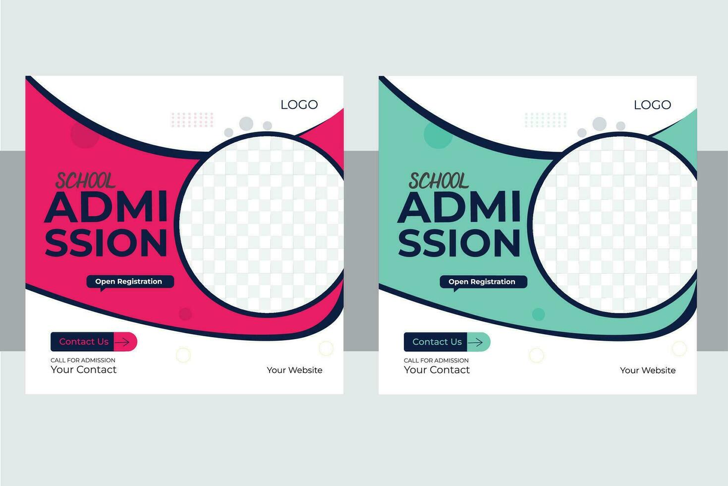 School Admission Social Media Post  design template. vector