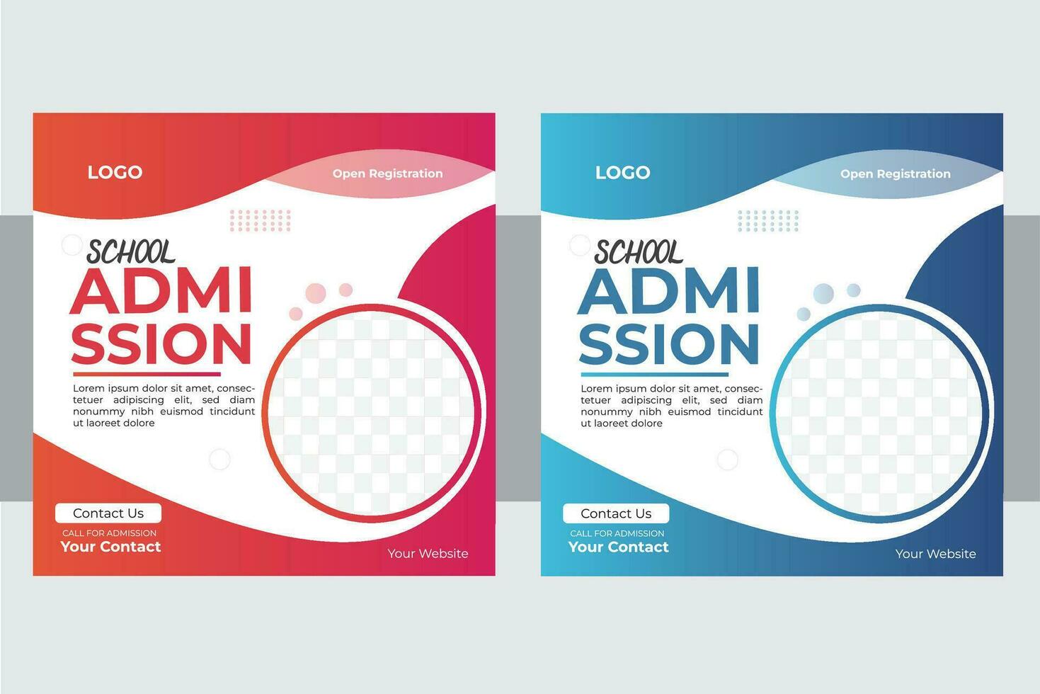 School Admission Social Media Post  design template. vector