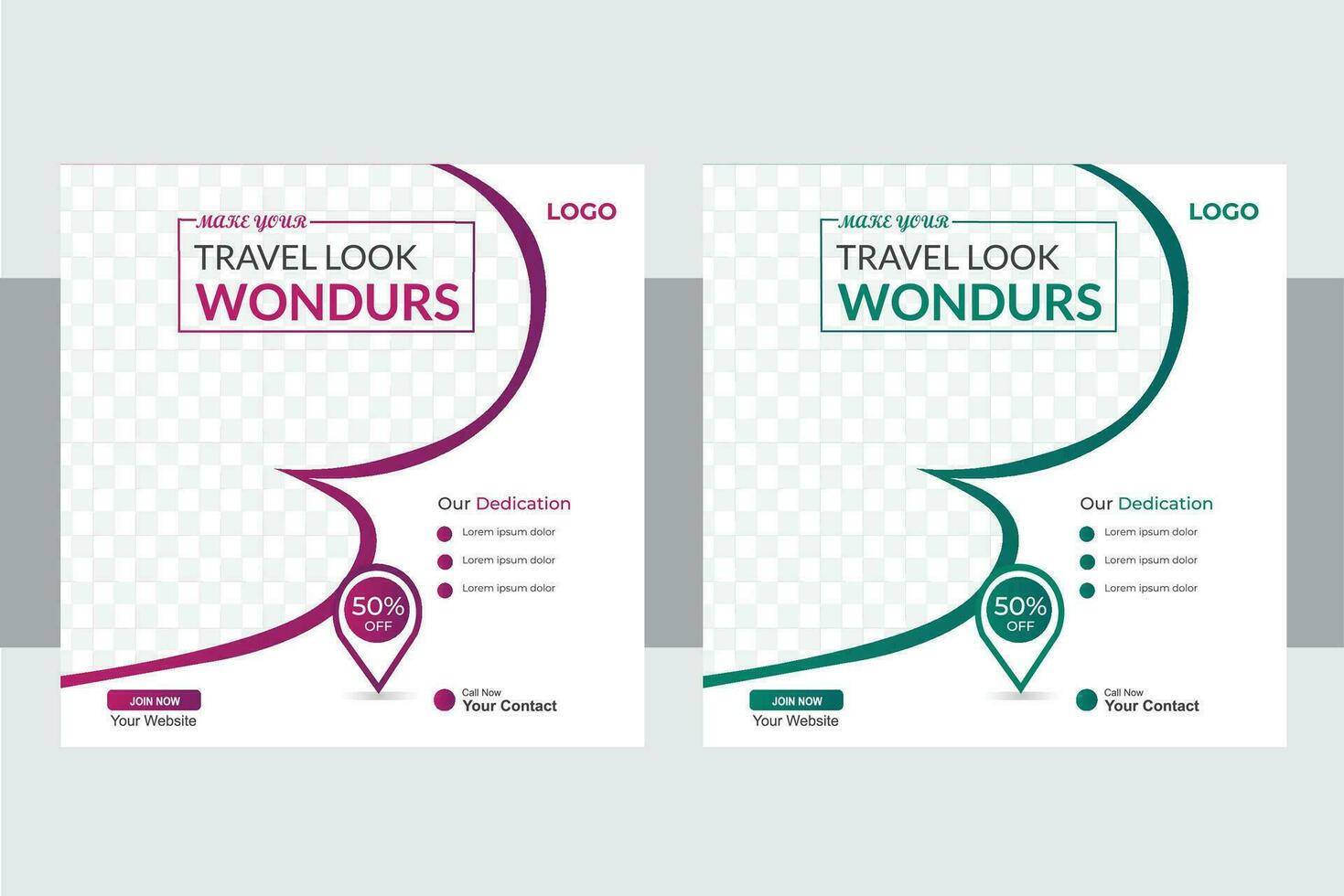 Travel Social Media Post  design template. vector