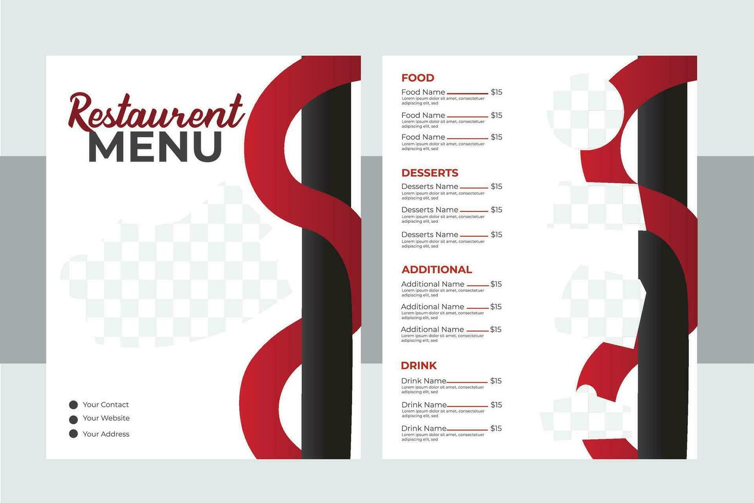 Modern Restaurant Menu Card Design  Template vector