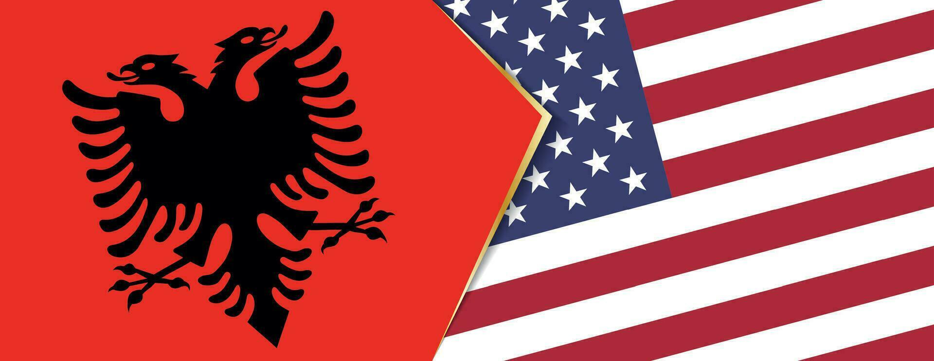 Albania y Estados Unidos banderas, dos vector banderas