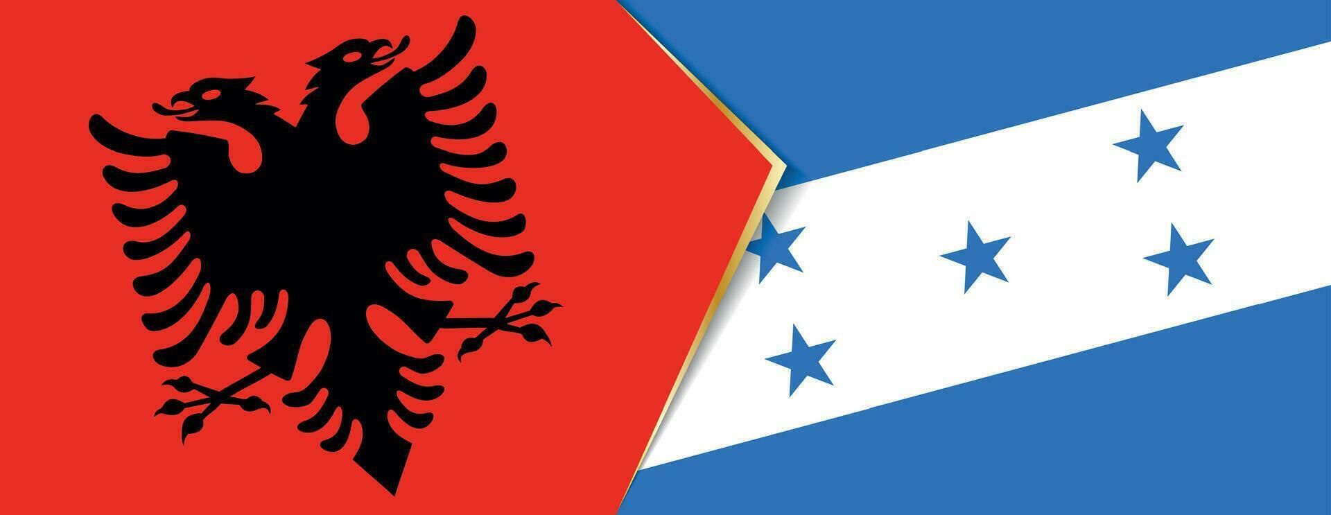 Albania and Honduras flags, two vector flags.