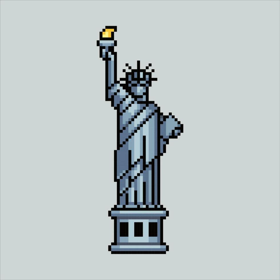 Pixel art illustration Liberty Statue. Pixelated Statue Liberty. American Liberty Statue landmark icon pixelated for the pixel art game and icon for website and video game. old school retro. vector