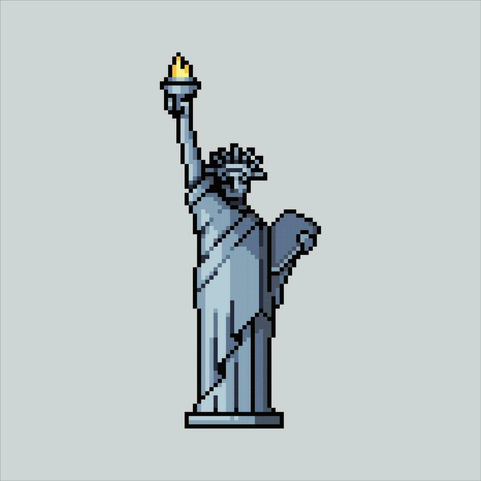Pixel art illustration Liberty Statue. Pixelated Statue Liberty. American Liberty Statue landmark icon pixelated for the pixel art game and icon for website and video game. old school retro. vector