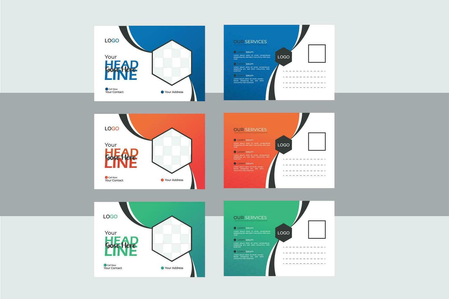 Corporate Post card design template. vector