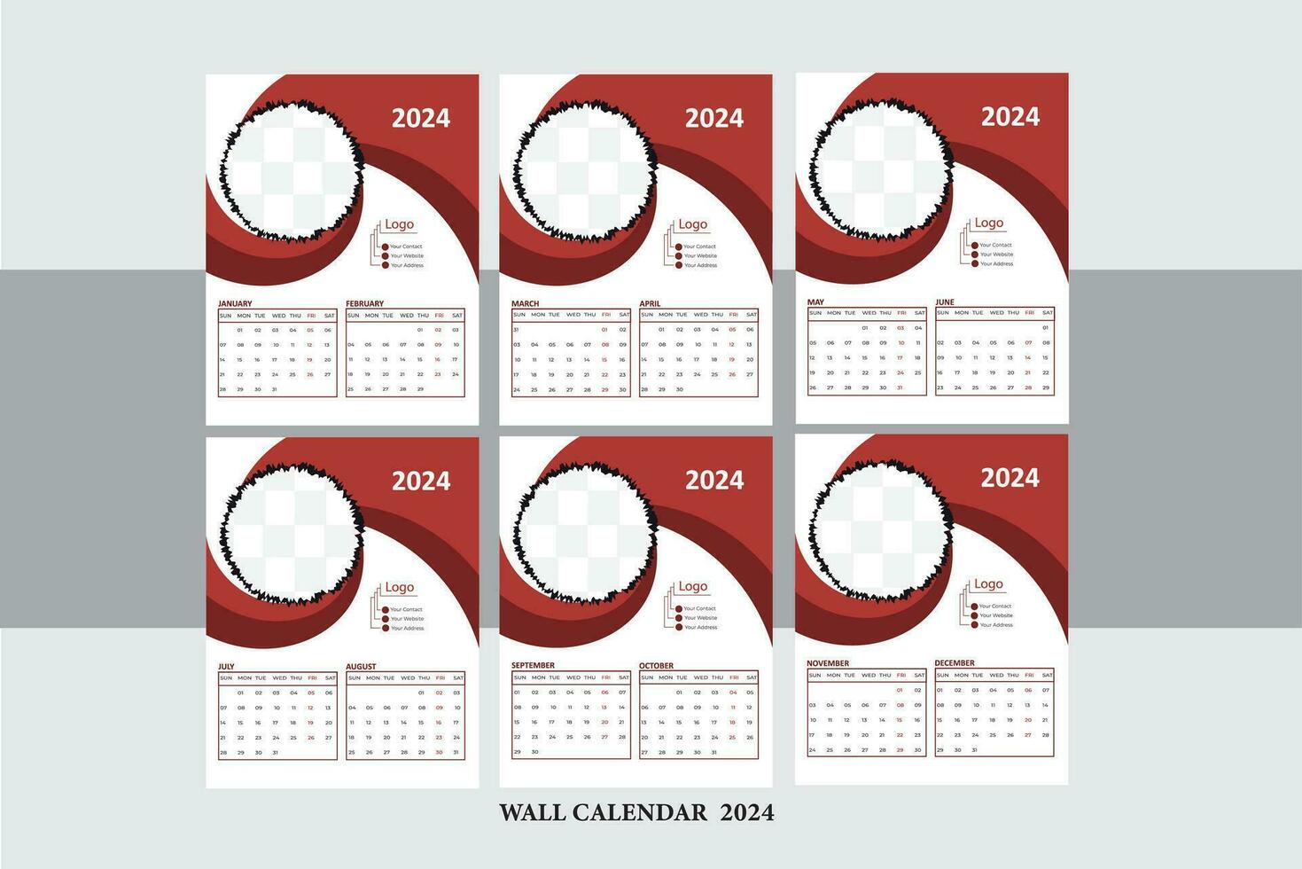Calendar Design Template For 2024 vector
