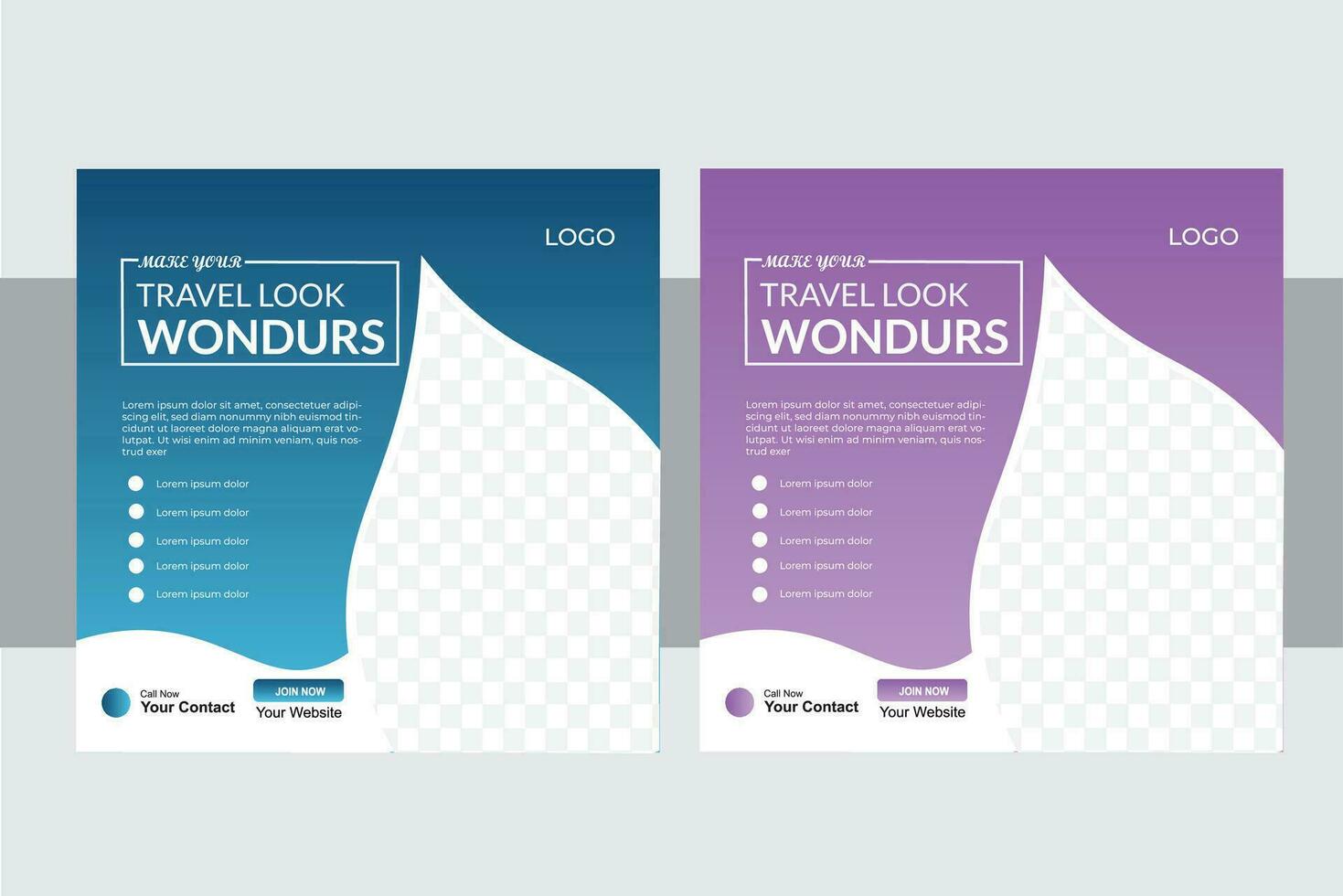 Travel Social Media Post  design template. vector