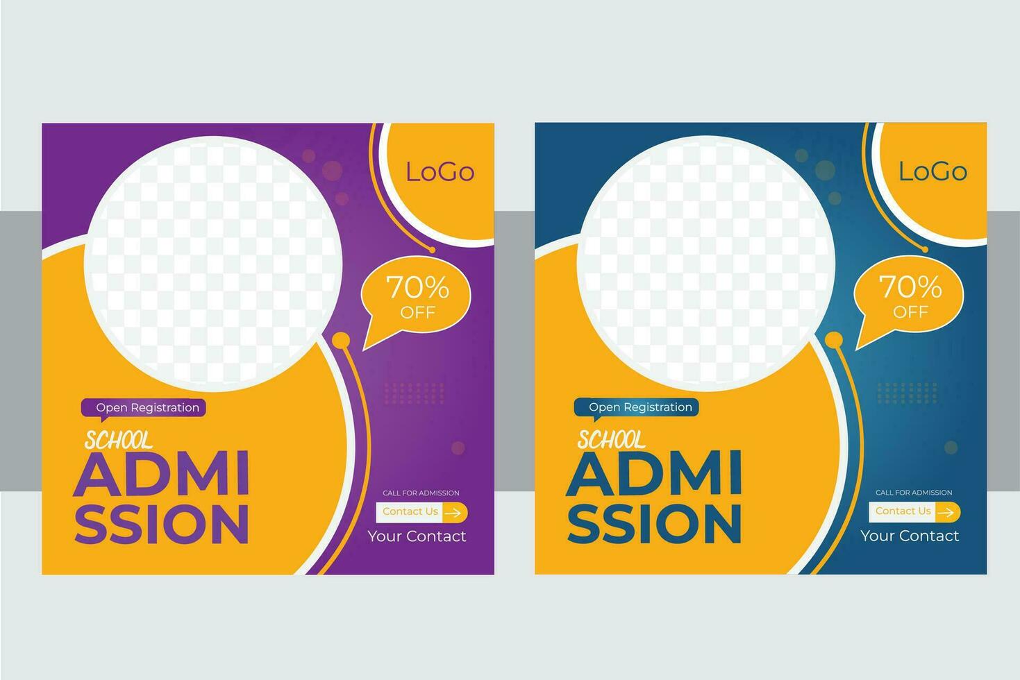 School Admission Social Media Post  design template. vector