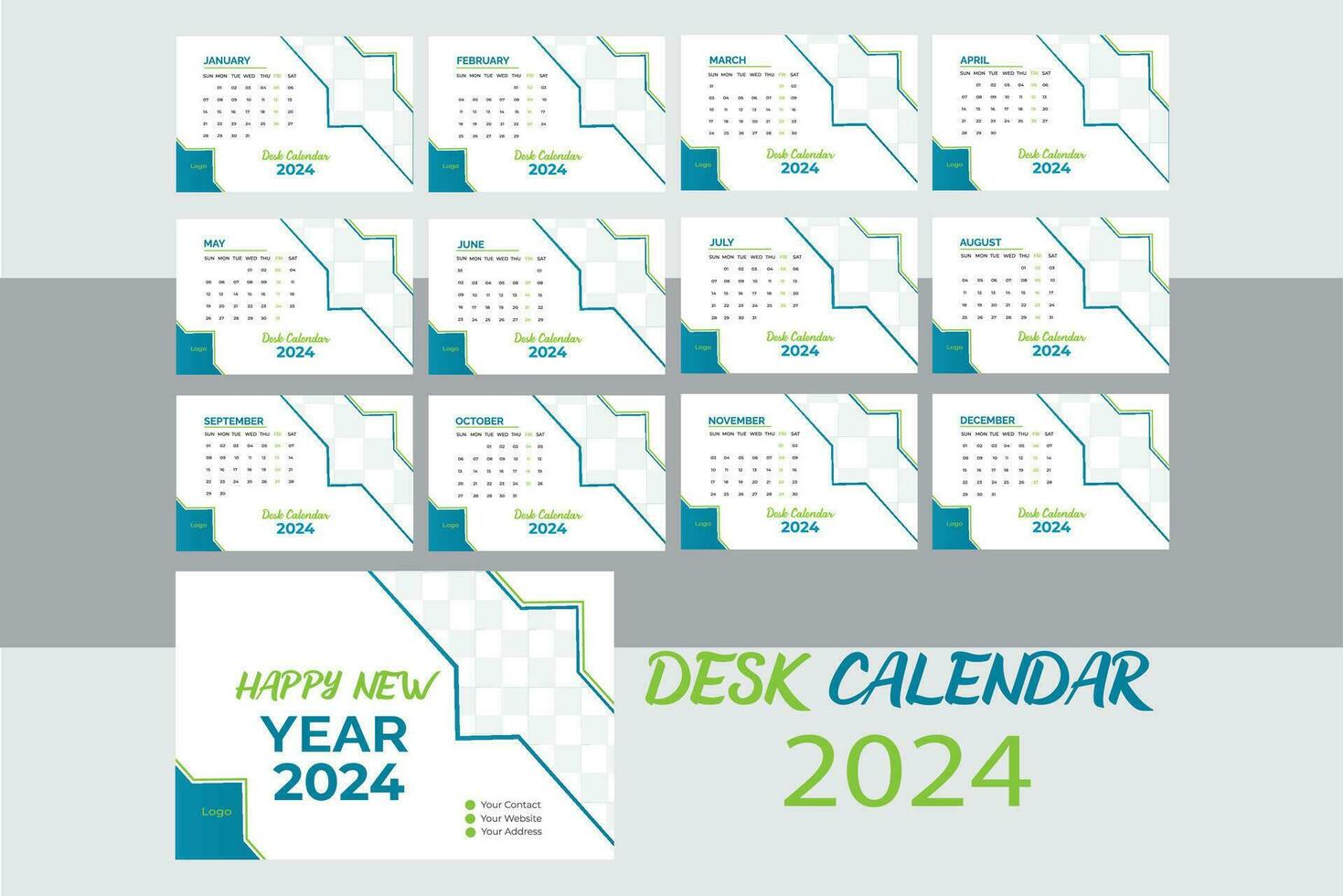 Calendar Design Template For 2024 vector