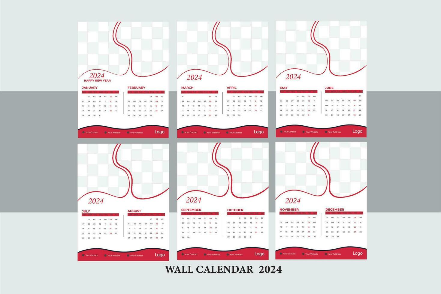 Calendar Design Template For 2024 vector